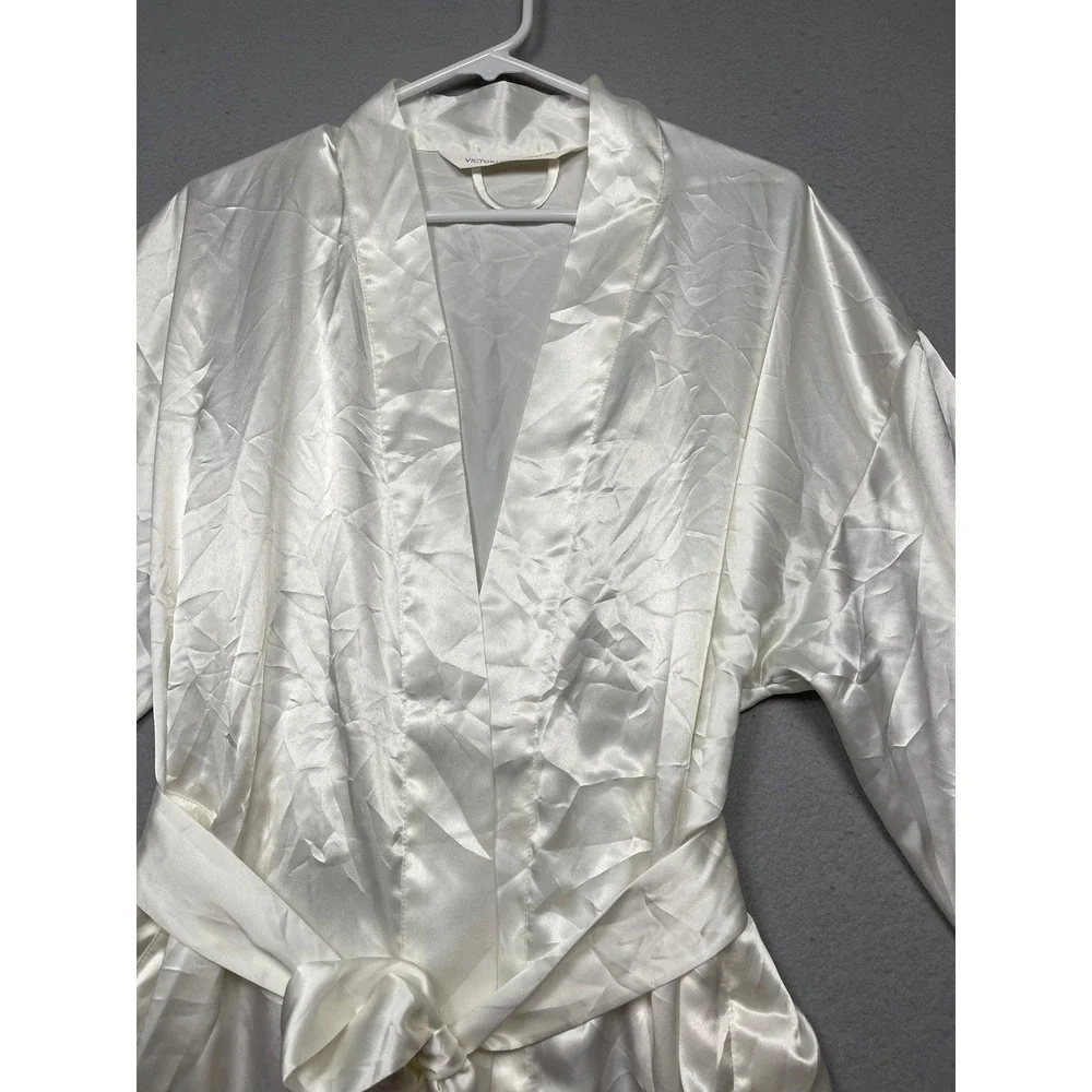 Victoria's Secret Robe Satin White Womens S/M